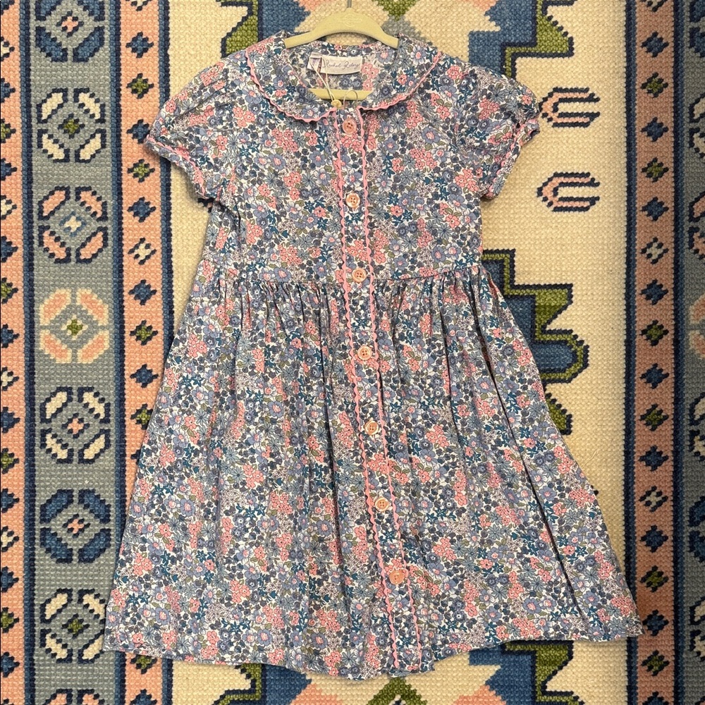 Rachel Riley Floral Kids Dress - Blue and Pink